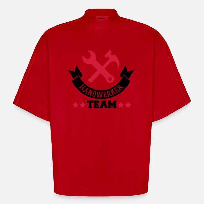 handwerker_team_2 - Heavyweight Oversized Organic Boxy T-Shirt Made in EU - Rot