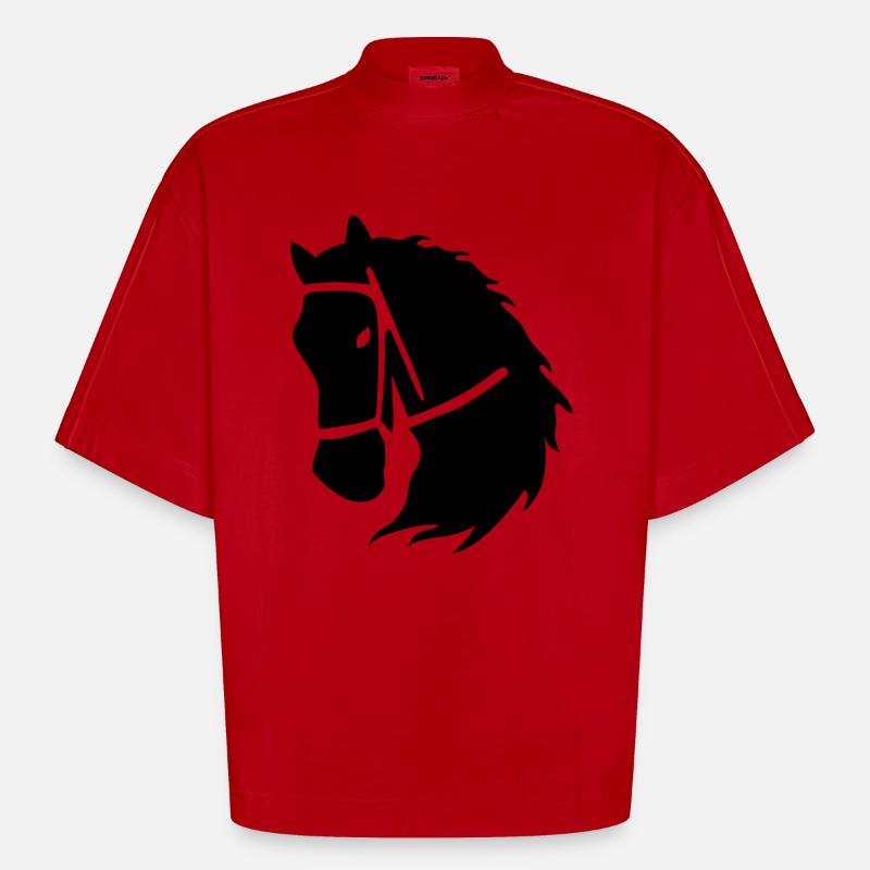 pferde - Heavyweight Oversized Organic Boxy T-Shirt Made in EU - Rot