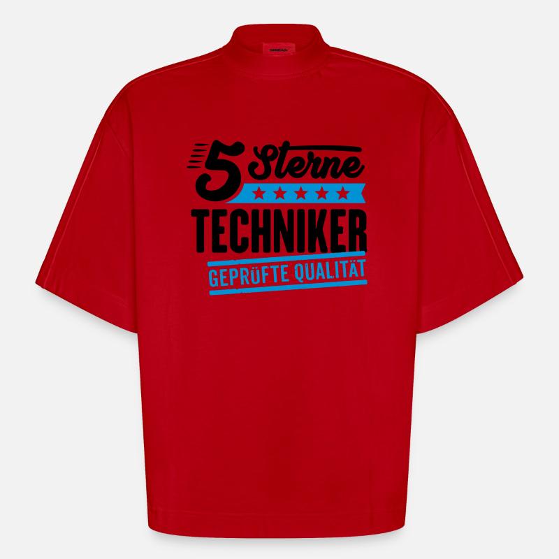 5Sterne Techniker - Heavyweight Oversized Organic Boxy T-Shirt Made in EU - Rot
