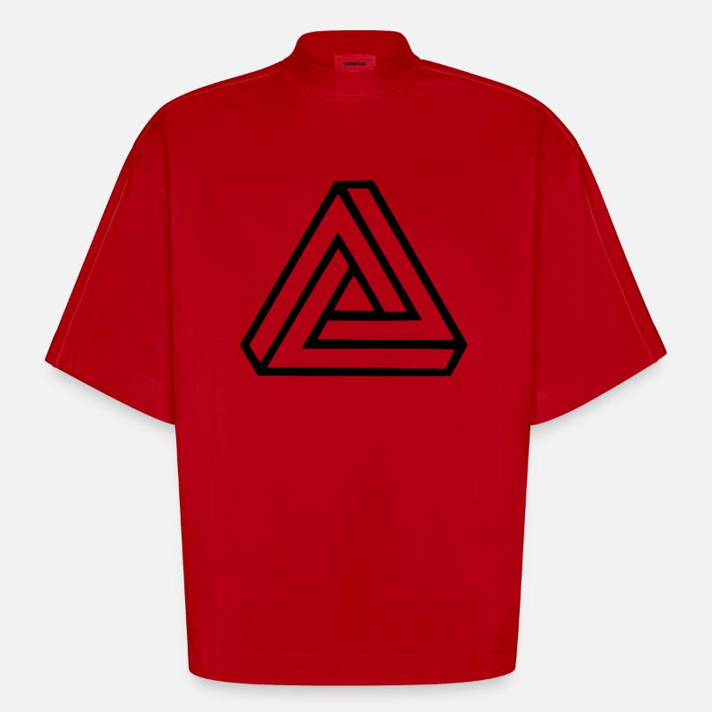 Triangle Visual Illusion - Heavyweight Oversized Organic Boxy T-Shirt Made in EU - red