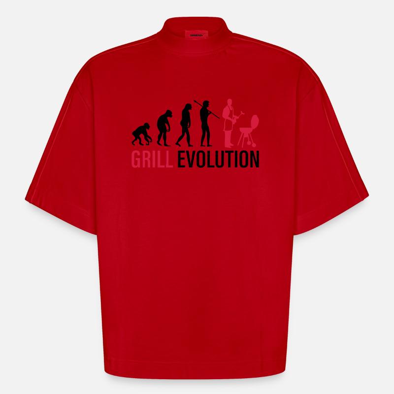 Evolution du gril - T-shirt bio épais oversize Boxy fabriqué en UE - rouge