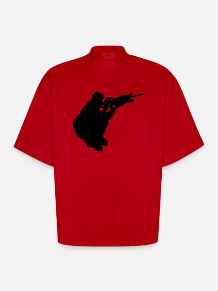 militär - Heavyweight Oversized Organic Boxy T-Shirt Made in EU - Rot