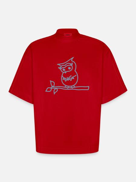 Süße Eule - Heavyweight Oversized Organic Boxy T-Shirt Made in EU - Rot