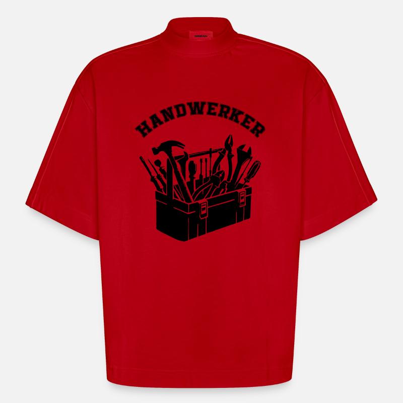 Tool Toolbox Craftsman - Heavyweight Oversized Organic Boxy T-Shirt Made in EU - red