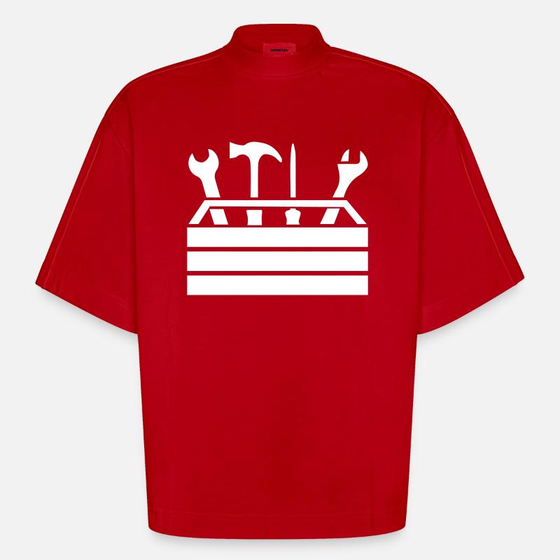 Tools Workshop Toolbox 1 - Heavyweight Oversized Organic Boxy T-Shirt Made in EU - red