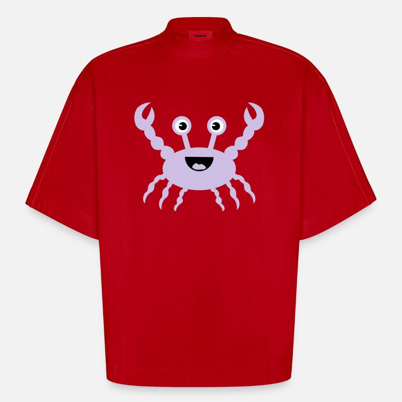 Crab - Heavyweight Oversized Organic Boxy T-Shirt Made in EU - red