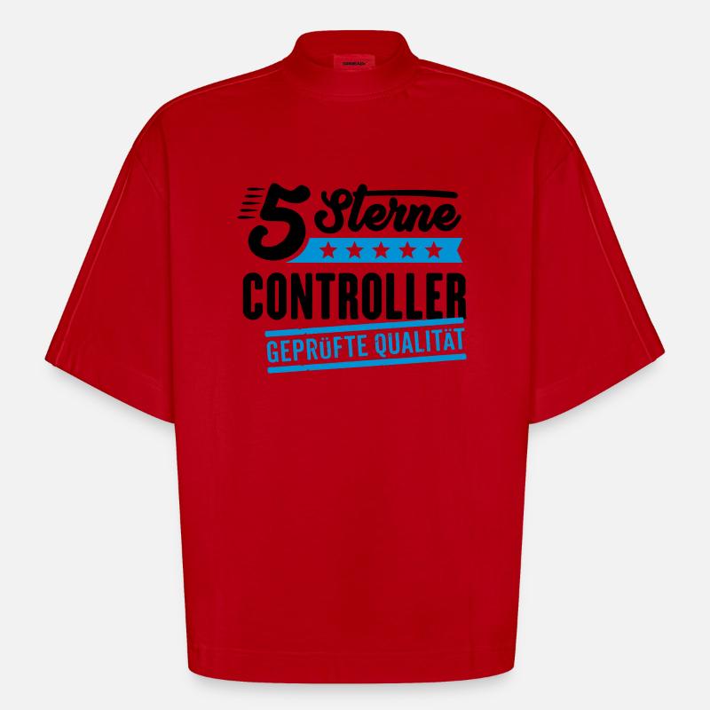 5Sterne Controller - Heavyweight Oversized Organic Boxy T-Shirt Made in EU - Rot
