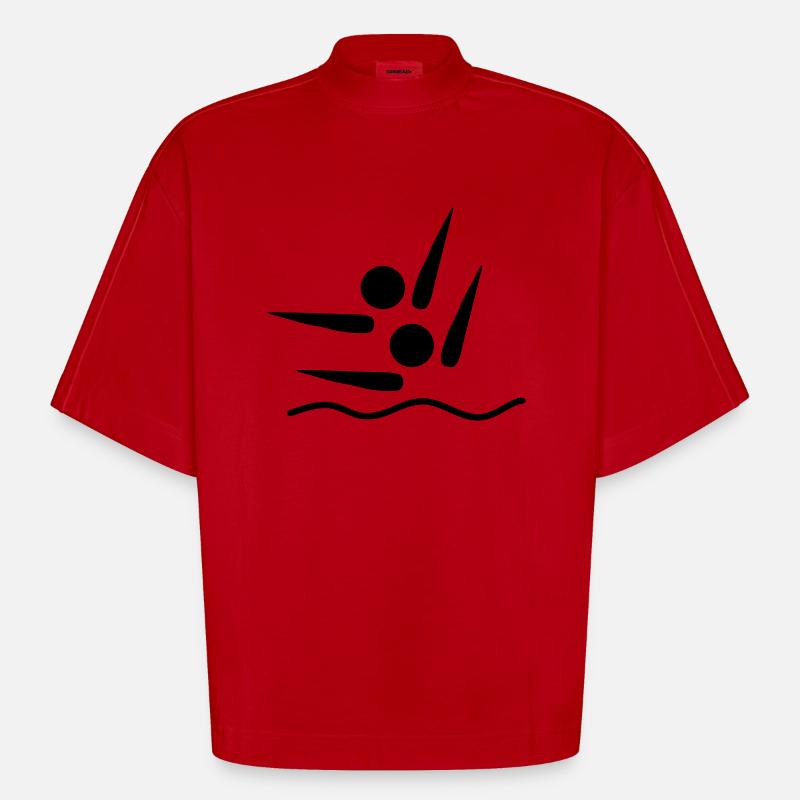 Synchronschwimmen - Heavyweight Oversized Organic Boxy T-Shirt Made in EU - Rot