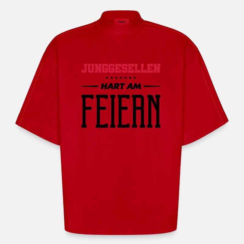 junggesellen hart am feiern - Heavyweight Oversized Organic Boxy T-Shirt Made in EU - Rot