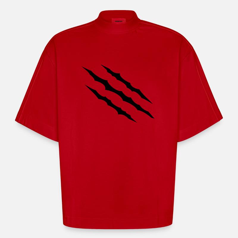 Scratches - Heavyweight Oversized Organic Boxy T-Shirt Made in EU - red