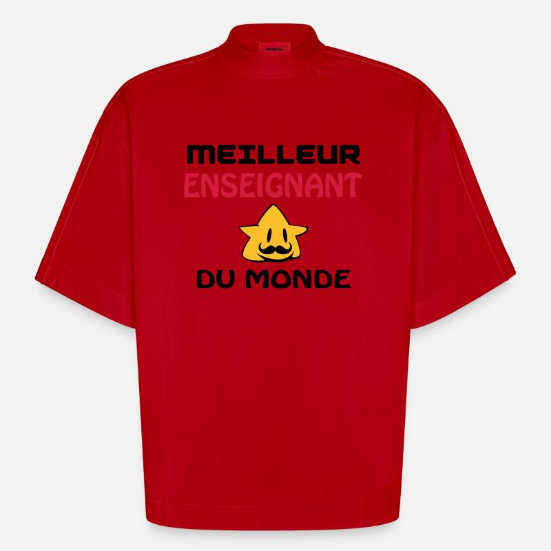 BESTER LEHRER DER WELT - Heavyweight Oversized Organic Boxy T-Shirt Made in EU - Rot