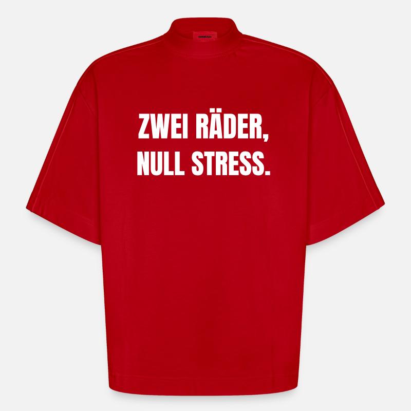 Two wheels, zero stress. - Heavyweight Oversized Organic Boxy T-Shirt Made in EU - red