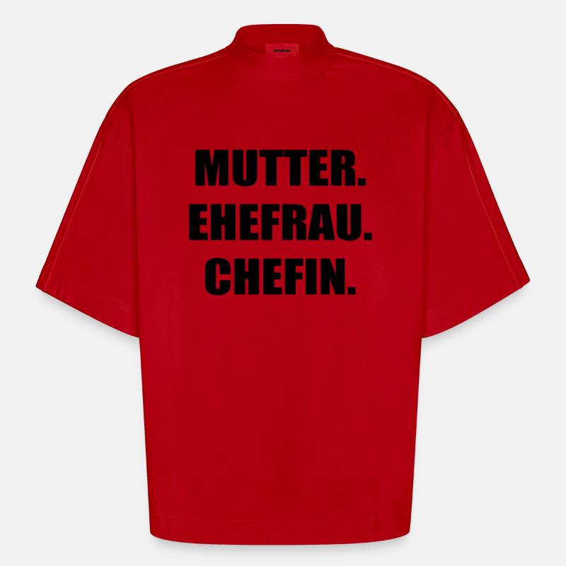 Mère Épouse Chef - T-shirt bio épais oversize Boxy fabriqué en UE - rouge