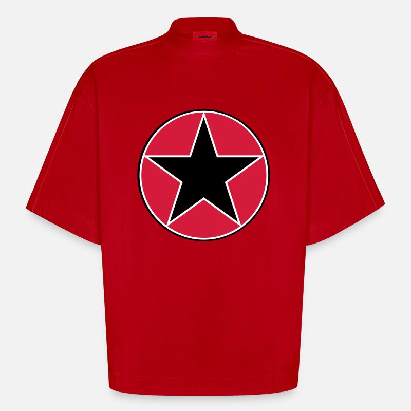 star circ_vec_3 de - Heavyweight Oversized Organic Boxy T-Shirt Made in EU - Rot