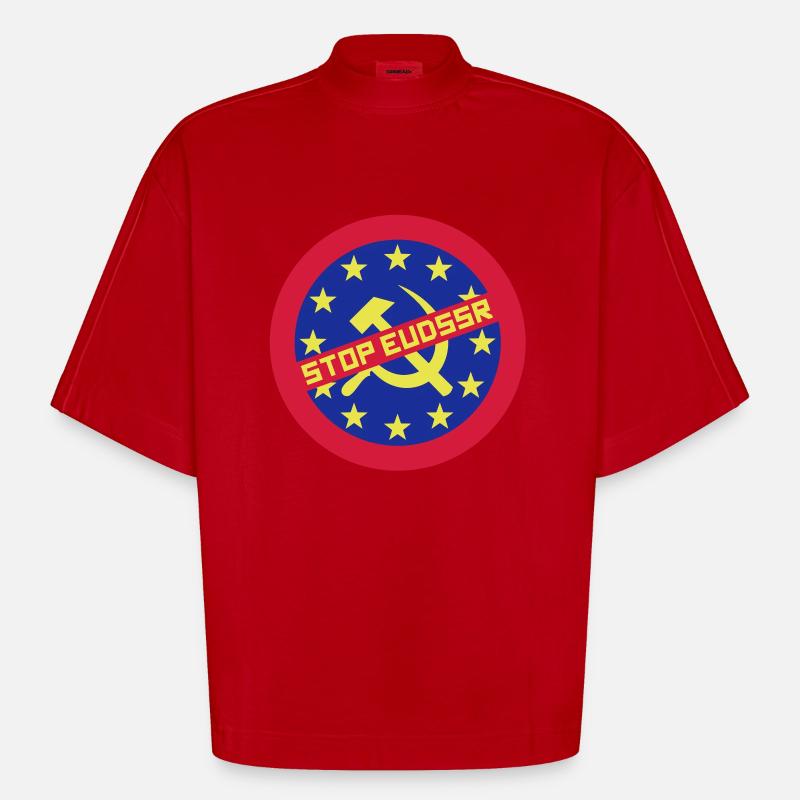 Stop EUdSSR - Heavyweight Oversized Organic Boxy T-Shirt Made in EU - Rot