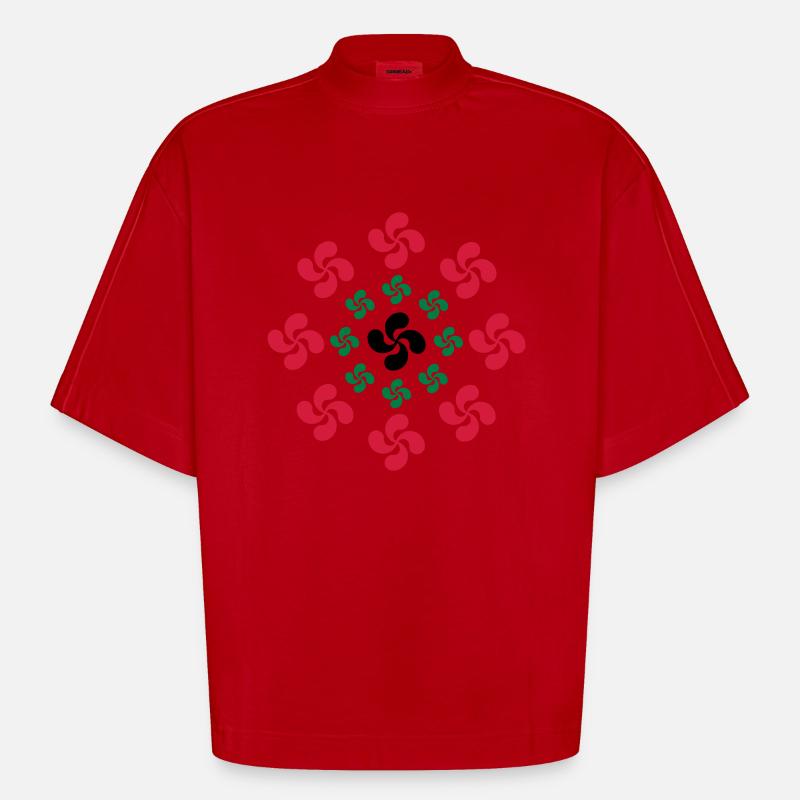 lauburu Baskenquer - Heavyweight Oversized Organic Boxy T-Shirt Made in EU - Rot