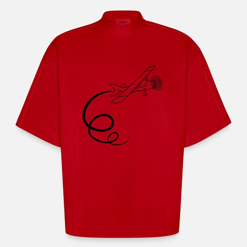 looping kunstflug kunstflieger propeller kleinflug - Heavyweight Oversized Organic Boxy T-Shirt Made in EU - Rot