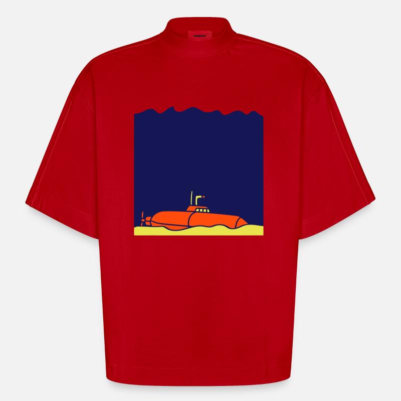 Sous-marin coulé échoué - T-shirt bio épais oversize Boxy fabriqué en UE - rouge