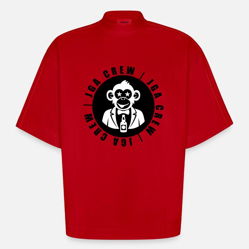 JGA Crew Affe - Heavyweight Oversized Organic Boxy T-Shirt Made in EU - Rot