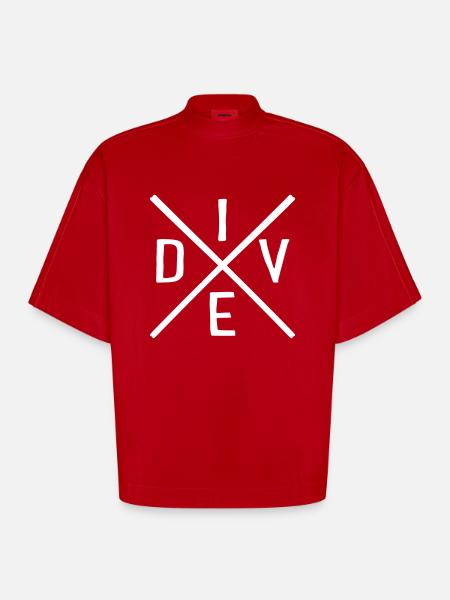 dive - Heavyweight Oversized Organic Boxy T-Shirt Made in EU - red