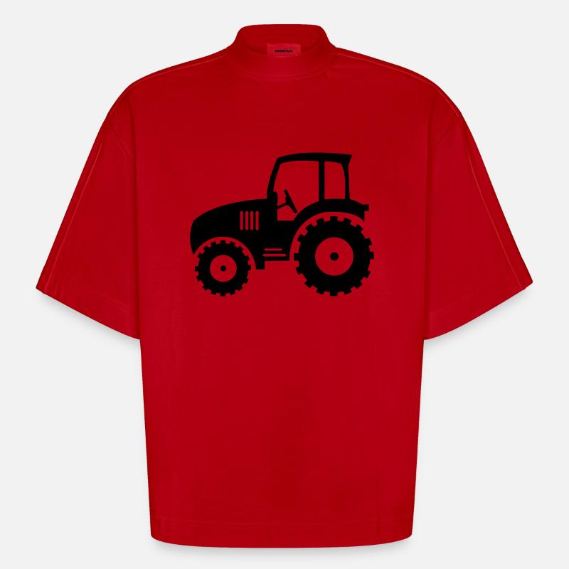 traktor_01 - T-shirt bio épais oversize Boxy fabriqué en UE - rouge