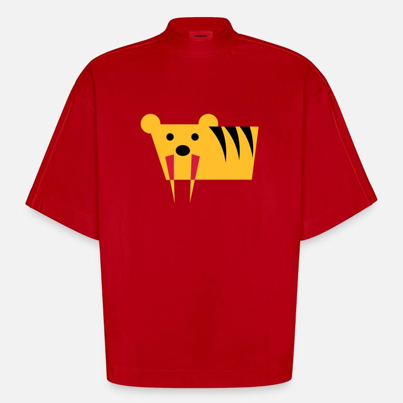 Säbelzahntiger - Heavyweight Oversized Organic Boxy T-Shirt Made in EU - Rot