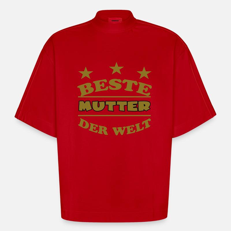 BESTE MUTTER DER WELT - T-shirt bio épais oversize Boxy fabriqué en UE - rouge