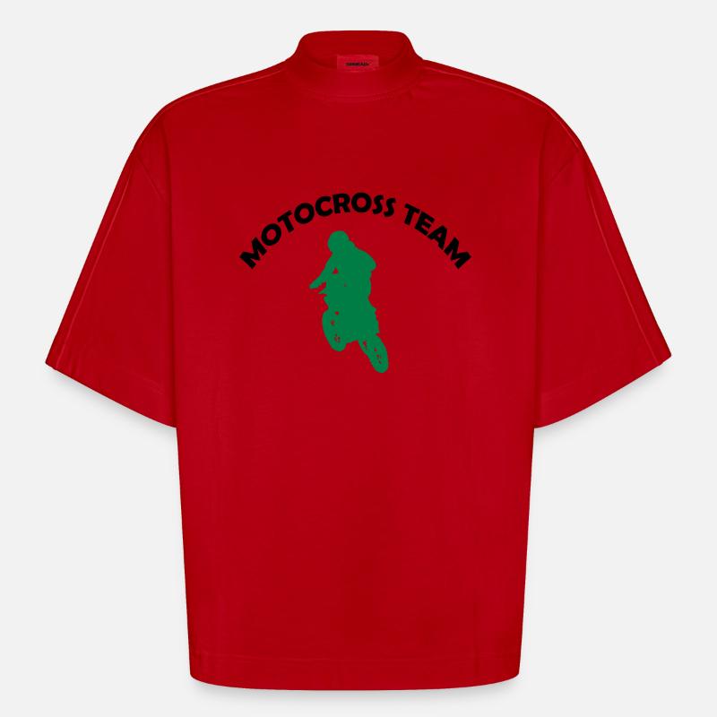 Équipe de course de motocross - T-shirt bio épais oversize Boxy fabriqué en UE - rouge