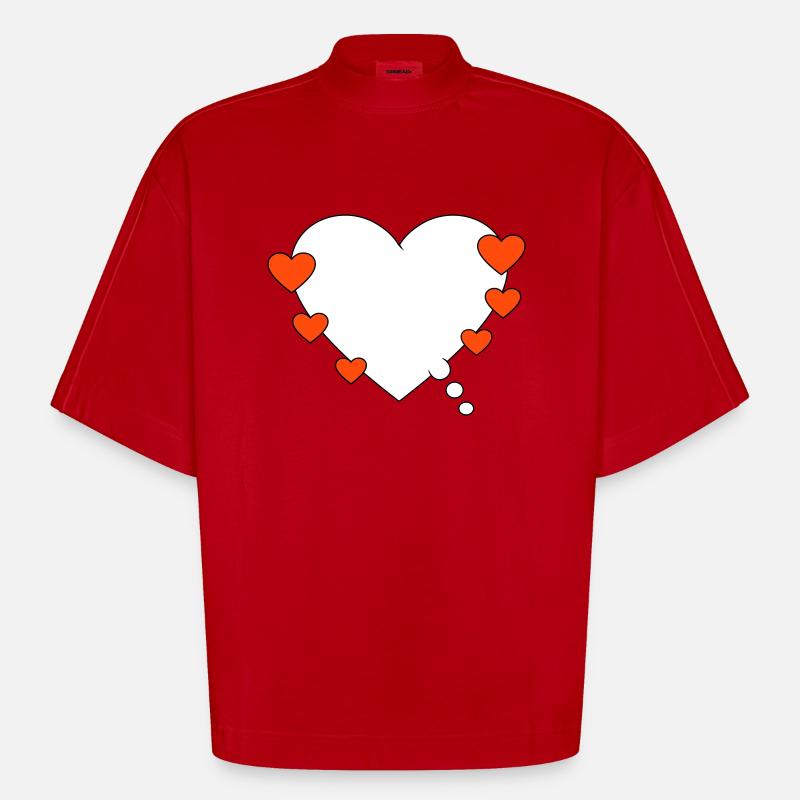 Bulle de pensée avec cœur - T-shirt bio épais oversize Boxy fabriqué en UE - rouge