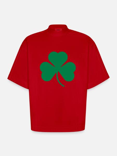 Shamrock - Heavyweight Oversized Organic Boxy T-Shirt Made in EU - Rot