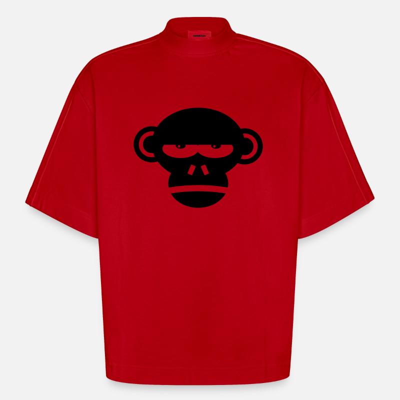 Grumpy Monkey Face Affe Geschenk Geschenkidee - Heavyweight Oversized Organic Boxy T-Shirt Made in EU - Rot
