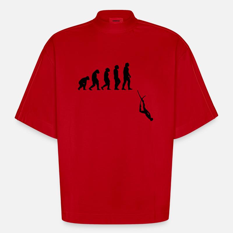 Evolution Apnée Plongée - T-shirt bio épais oversize Boxy fabriqué en UE - rouge