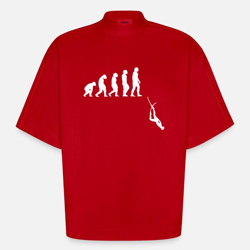 Évolution de l'apnée plongée - T-shirt bio épais oversize Boxy fabriqué en UE - rouge