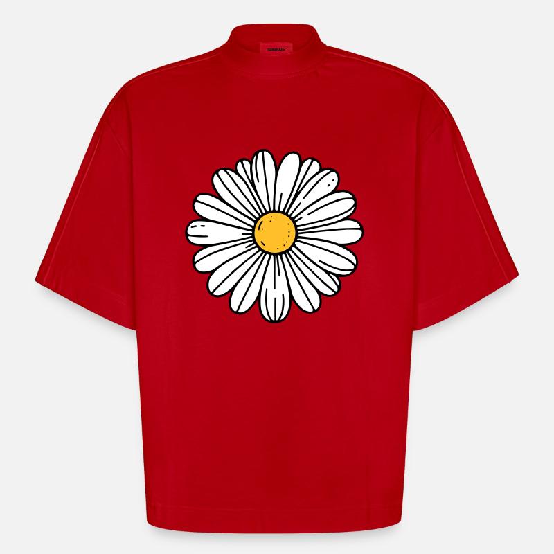 Gänseblümchen - Heavyweight Oversized Organic Boxy T-Shirt Made in EU - Rot