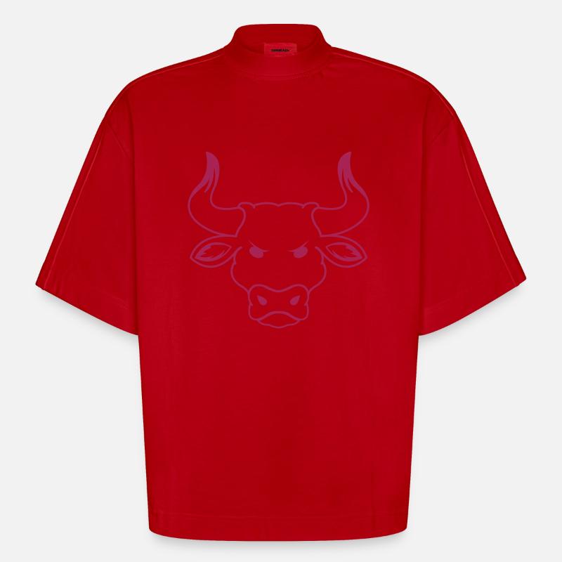 bull - Heavyweight Oversized Organic Boxy T-Shirt Made in EU - red