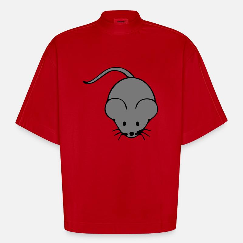 maus - Heavyweight Oversized Organic Boxy T-Shirt Made in EU - Rot