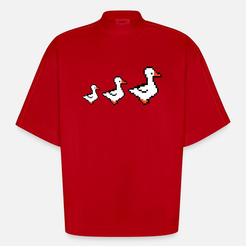pixel enten - Heavyweight Oversized Organic Boxy T-Shirt Made in EU - Rot