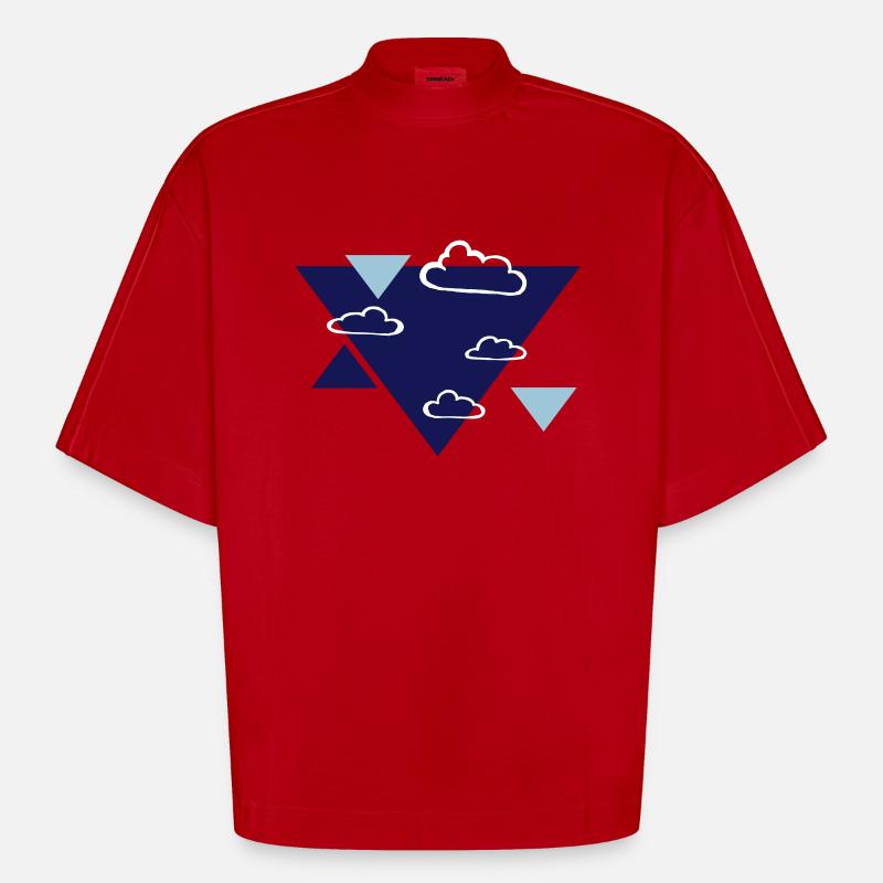 Clouds - printing inks freely selectable - Heavyweight Oversized Organic Boxy T-Shirt Made in EU - red
