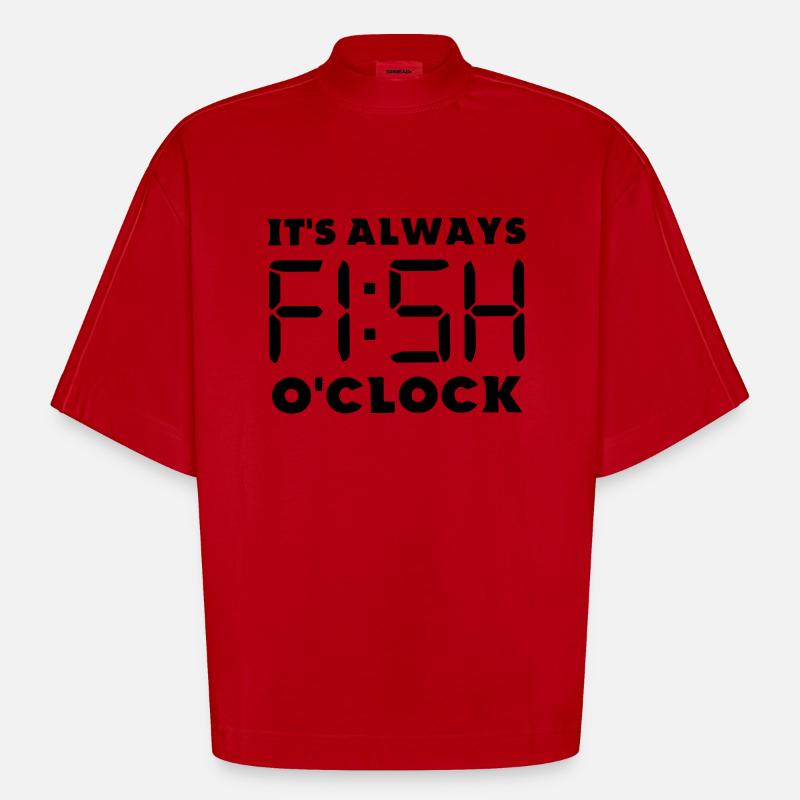 c'est toujours l'heure du poisson - T-shirt bio épais oversize Boxy fabriqué en UE - rouge