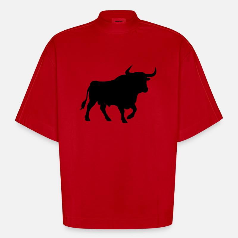 bull - Heavyweight Oversized Organic Boxy T-Shirt Made in EU - red
