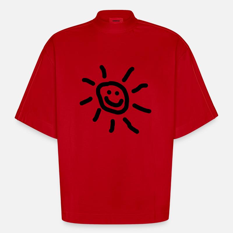 Sonne :-) - Heavyweight Oversized Organic Boxy T-Shirt Made in EU - Rot