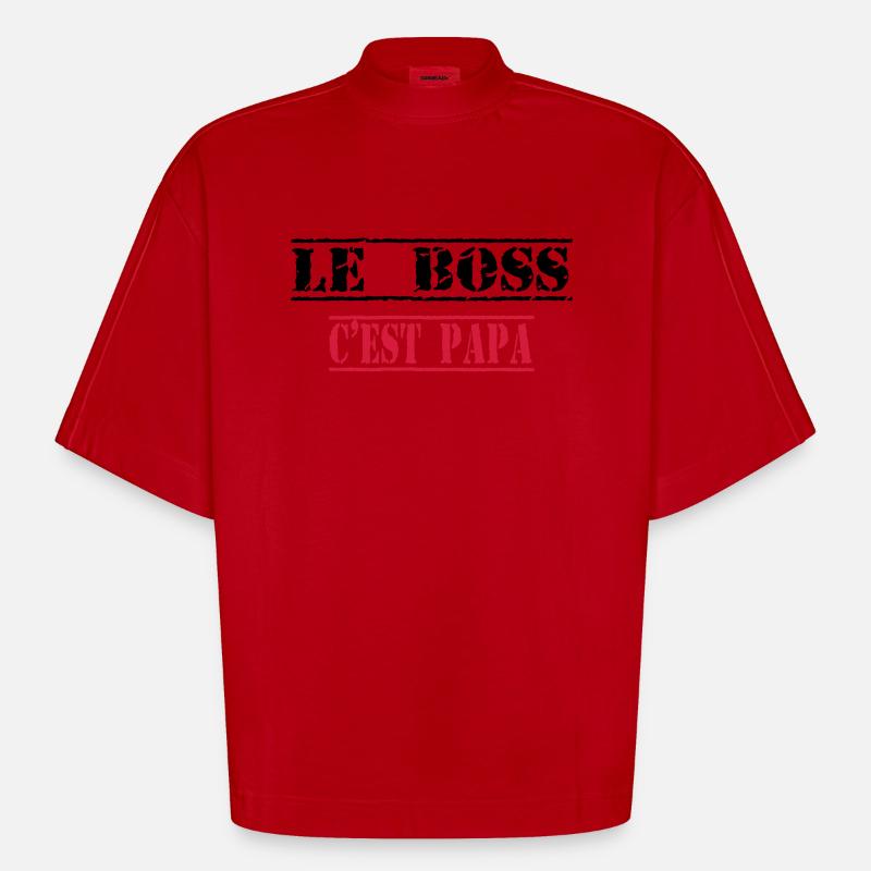 Le boss c'est papa - T-shirt bio épais oversize Boxy fabriqué en UE - rouge