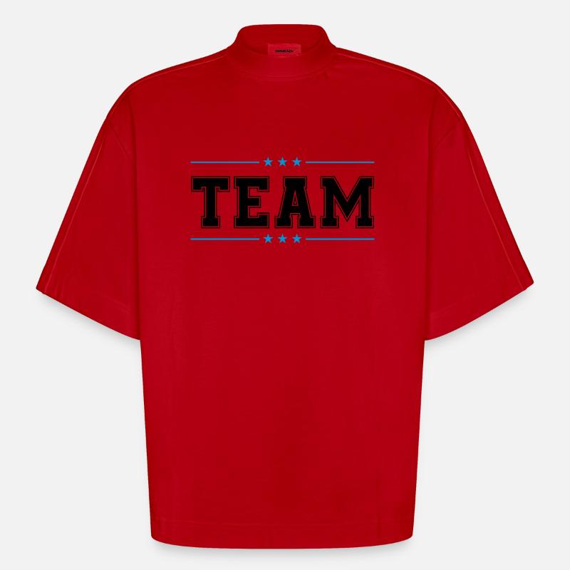 Équipe 02 - T-shirt bio épais oversize Boxy fabriqué en UE - rouge