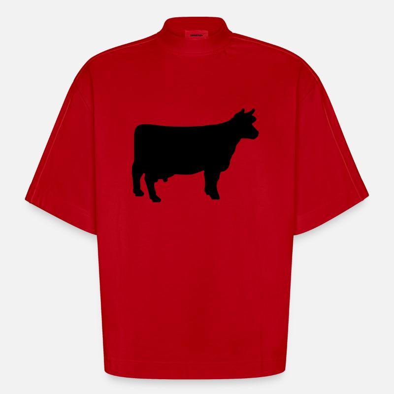cow - Heavyweight Oversized Organic Boxy T-Shirt Made in EU - red