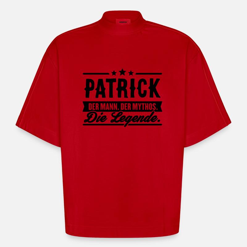 Mann Mythos Legende Patrick - Heavyweight Oversized Organic Boxy T-Shirt Made in EU - Rot