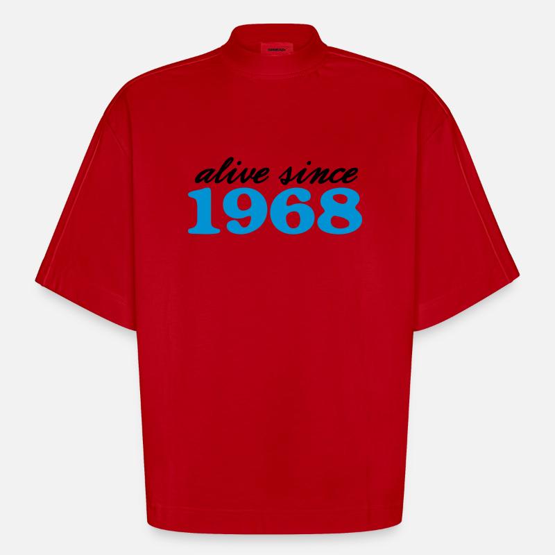 alive since 1968 - Heavyweight Oversized Organic Boxy T-Shirt Made in EU - red