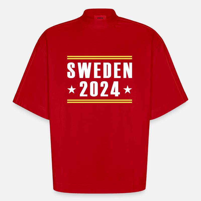 Suède 2024 - T-shirt bio épais oversize Boxy fabriqué en UE - rouge