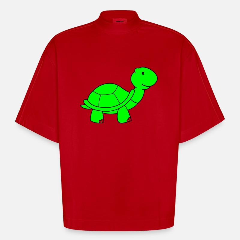 turtle - Heavyweight Oversized Organic Boxy T-Shirt Made in EU - red