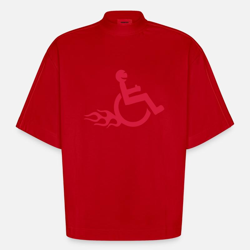 Rollstuhl Spaß im Behindertenrollstuhl - Heavyweight Oversized Organic Boxy T-Shirt Made in EU - Rot