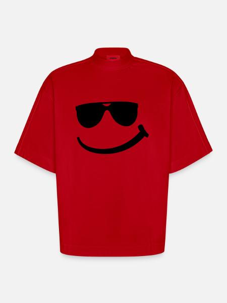 cool_smily_f1 - T-shirt bio épais oversize Boxy fabriqué en UE - rouge